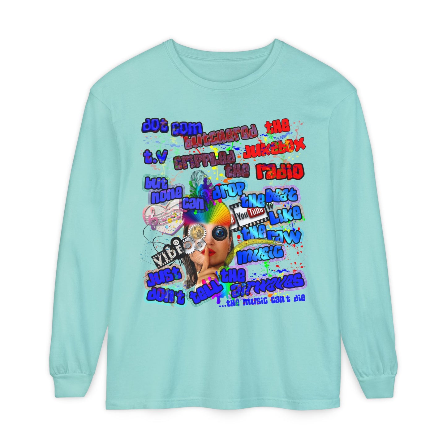 drop the beat - Unisex Garment-dyed Long Sleeve T-Shirt