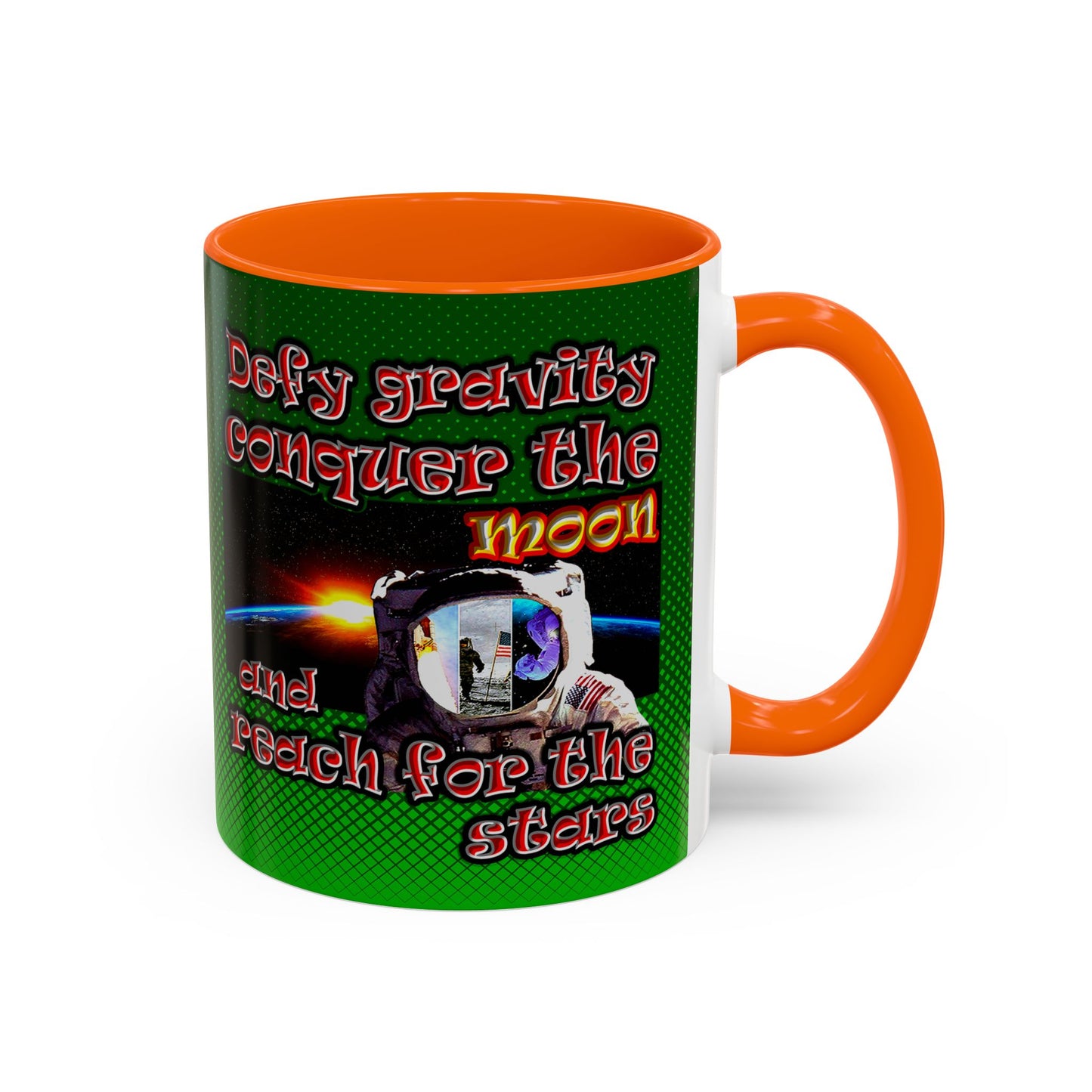 defy conquer reach - Accent Mug (logo green)