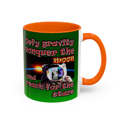 defy conquer reach - Accent Mug (logo green)