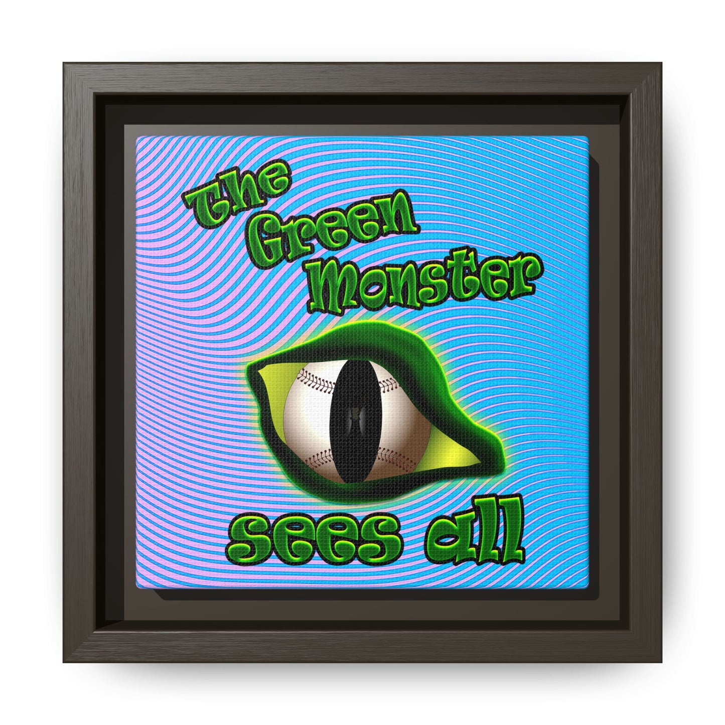 green monster - framed canvas art (light blue-purple wave)