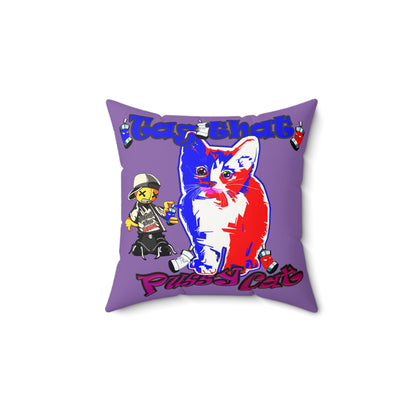 tag that - Faux Suede Square Pillow - (light purple)