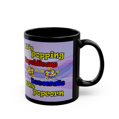 popping like popcorn - Black Mug (light blue-pink wave)