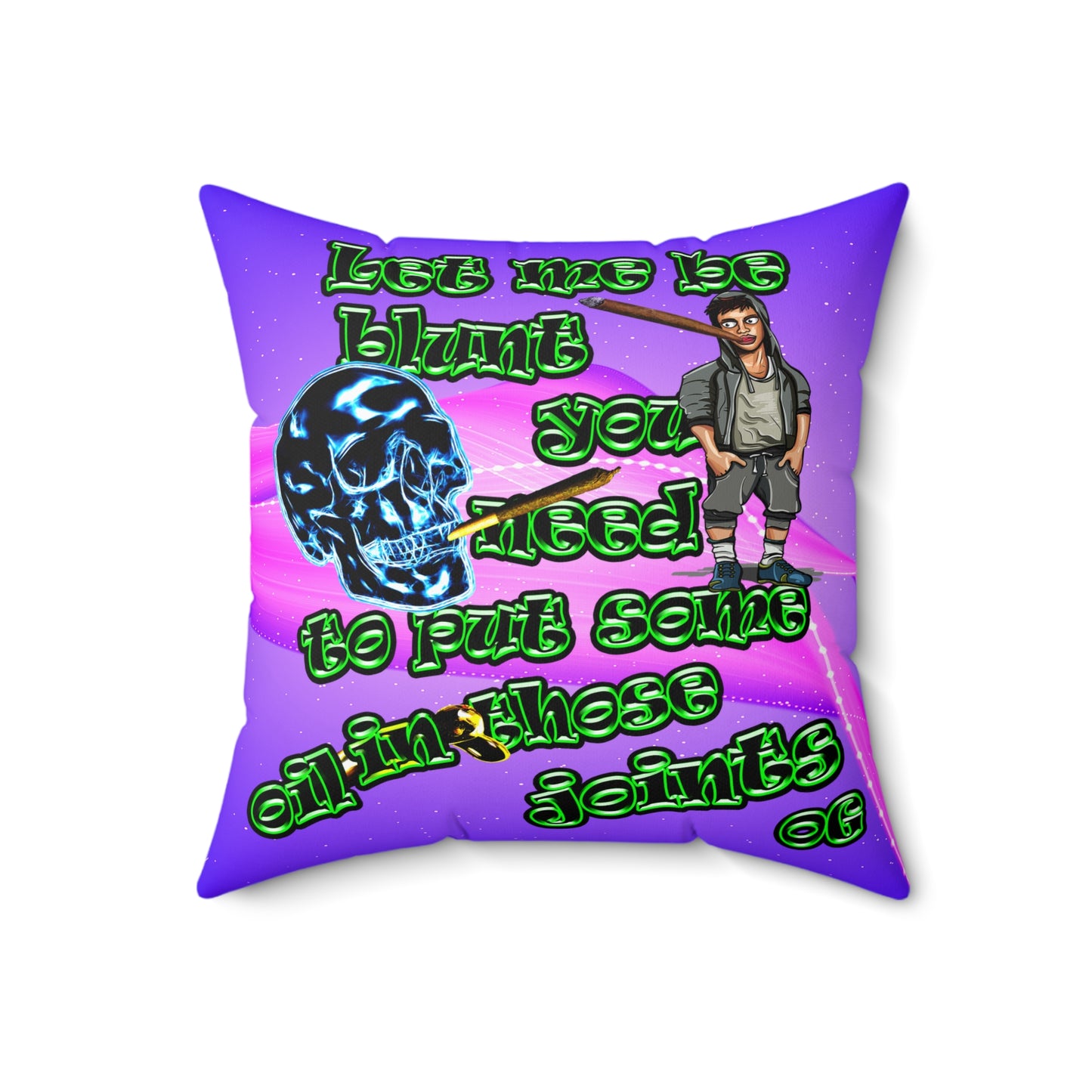 og - Spun Polyester Square Pillow - (purple-pink wave)