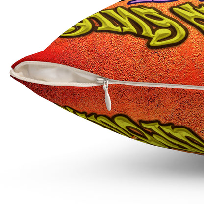 the bum's shit - Spun Polyester Square Pillow - (burnt orange)
