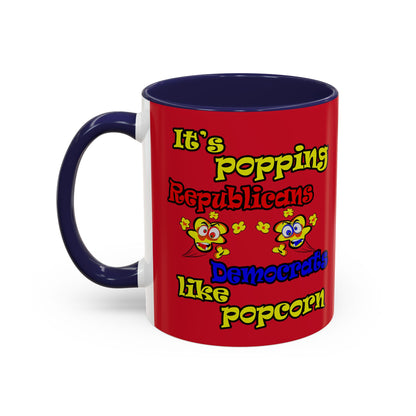 popping like popcorn - Accent Mug (dark red)