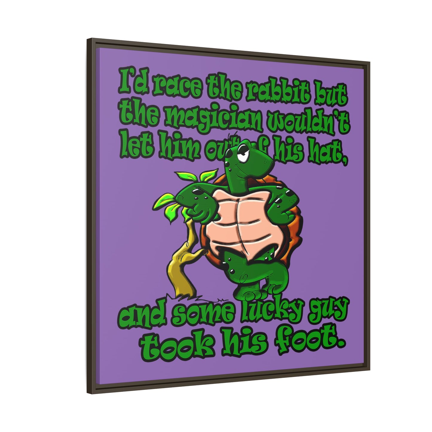 turtle race - framed canvas art (light purple)
