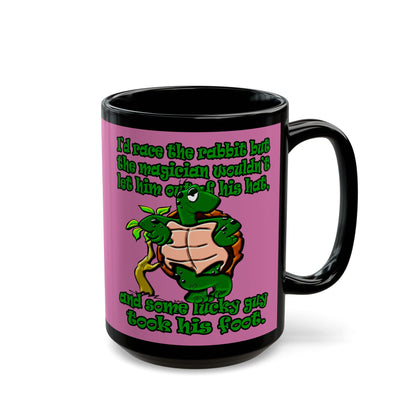 turtle race - Black Mug (light pink)