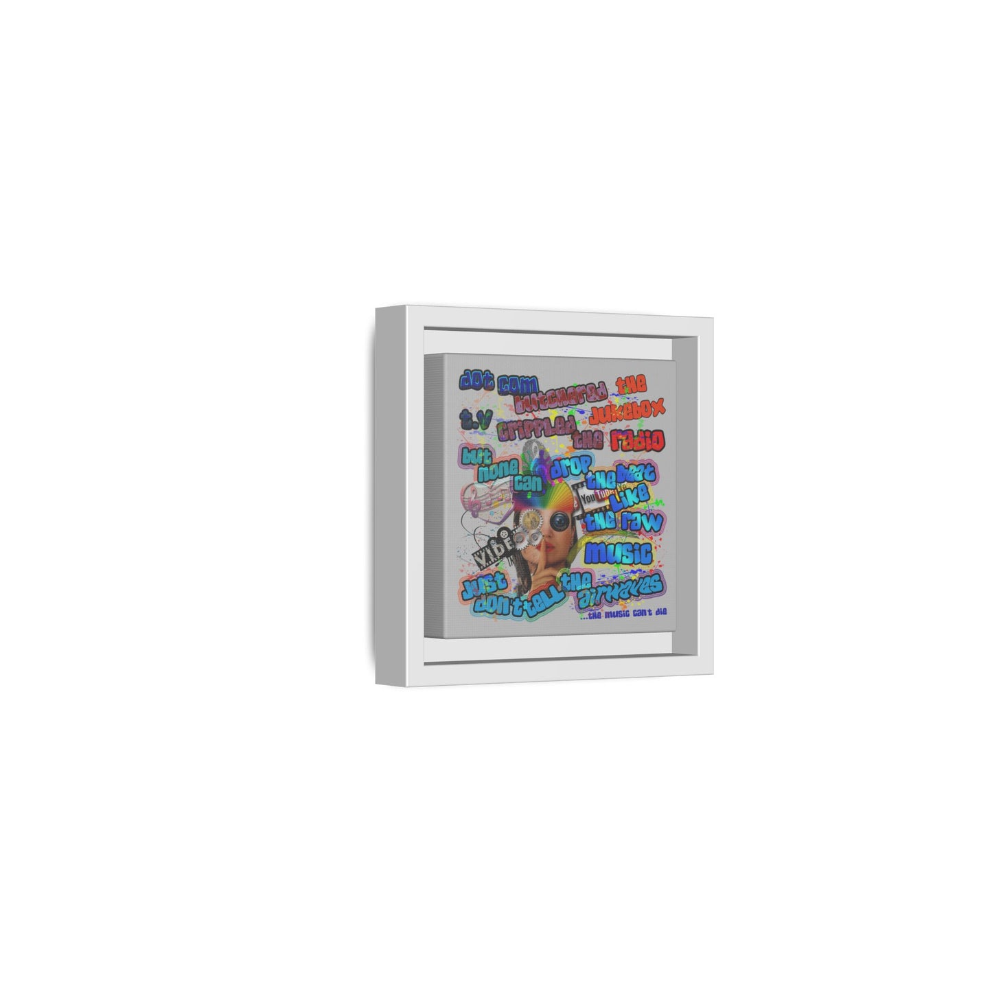 drop the beat - framed canvas art (light grey)