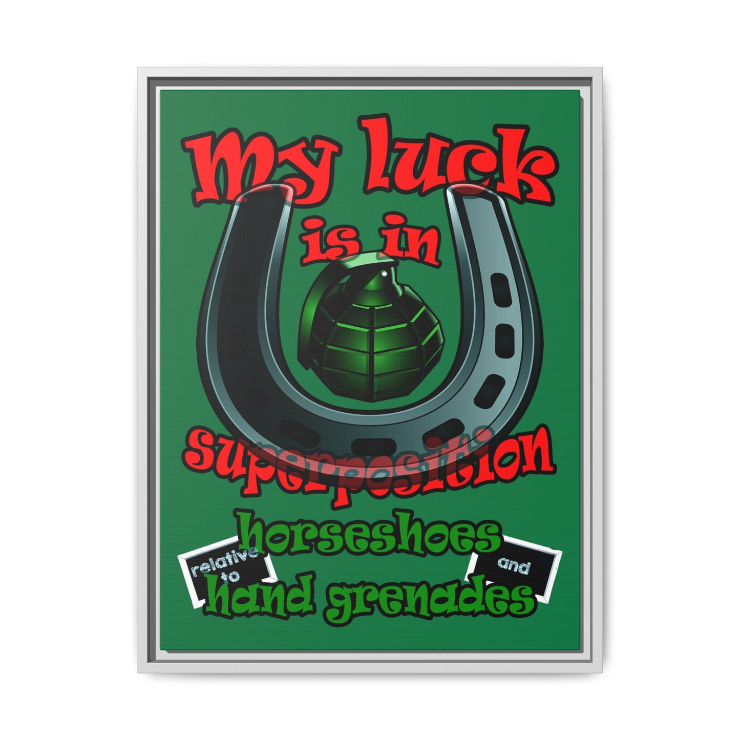 my luck - framed canvas art (dark green)