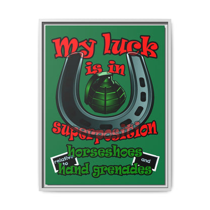 my luck - framed canvas art (dark green)