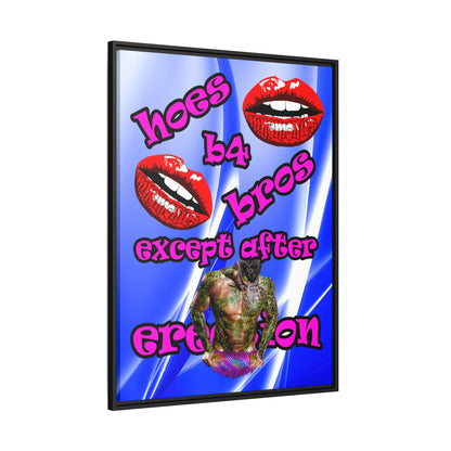 hoes b4 bros - framed canvas art (blue-white wave)