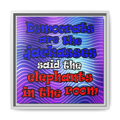 donkeys and elephants - framed canvas art (purple wave)