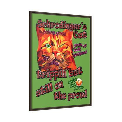schrodinger's cat - framed canvas art (green)