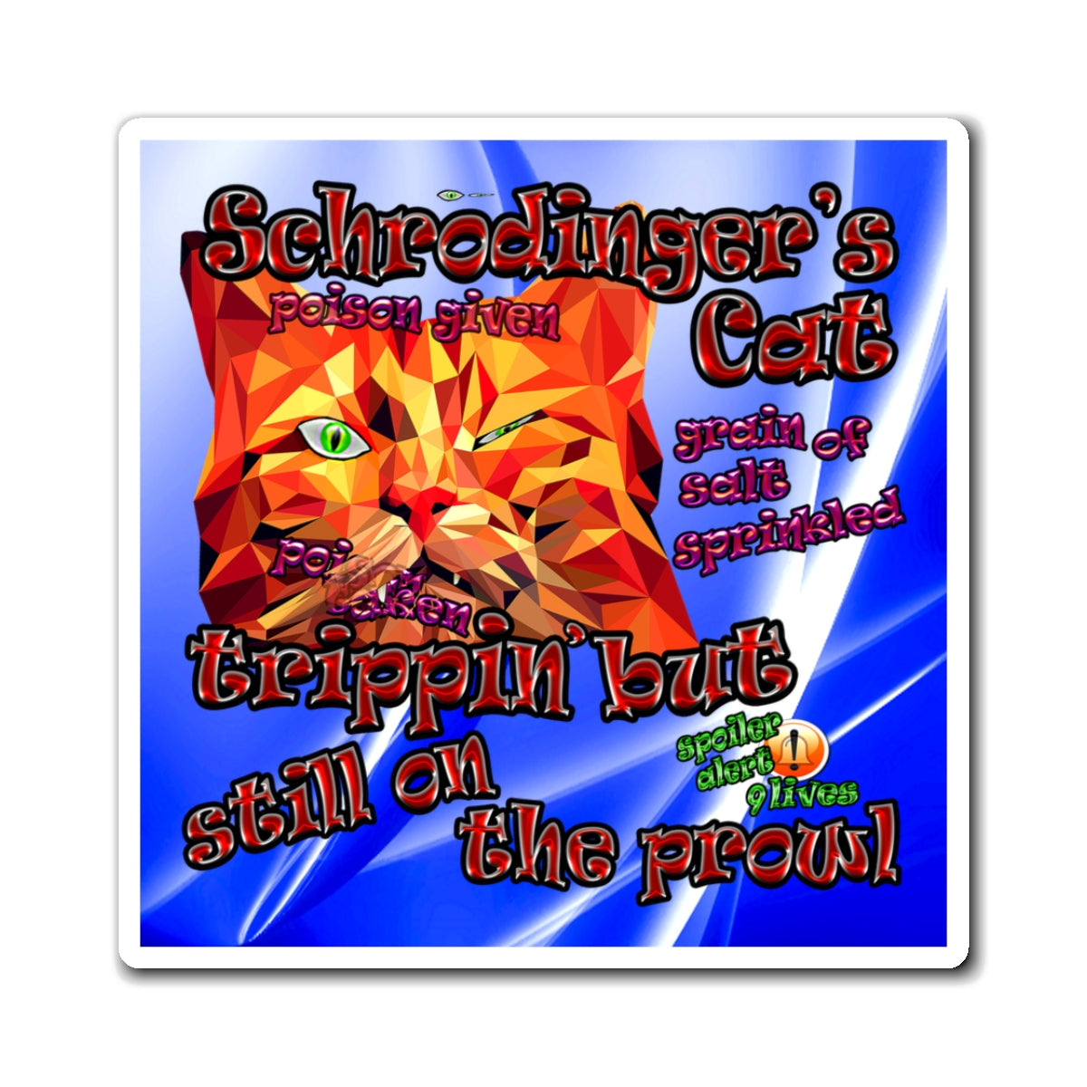 schrodinger's cat - Magnets - (blue-white wave)