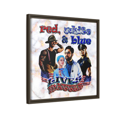 rw&b lives matter - framed canvas art (white marble)