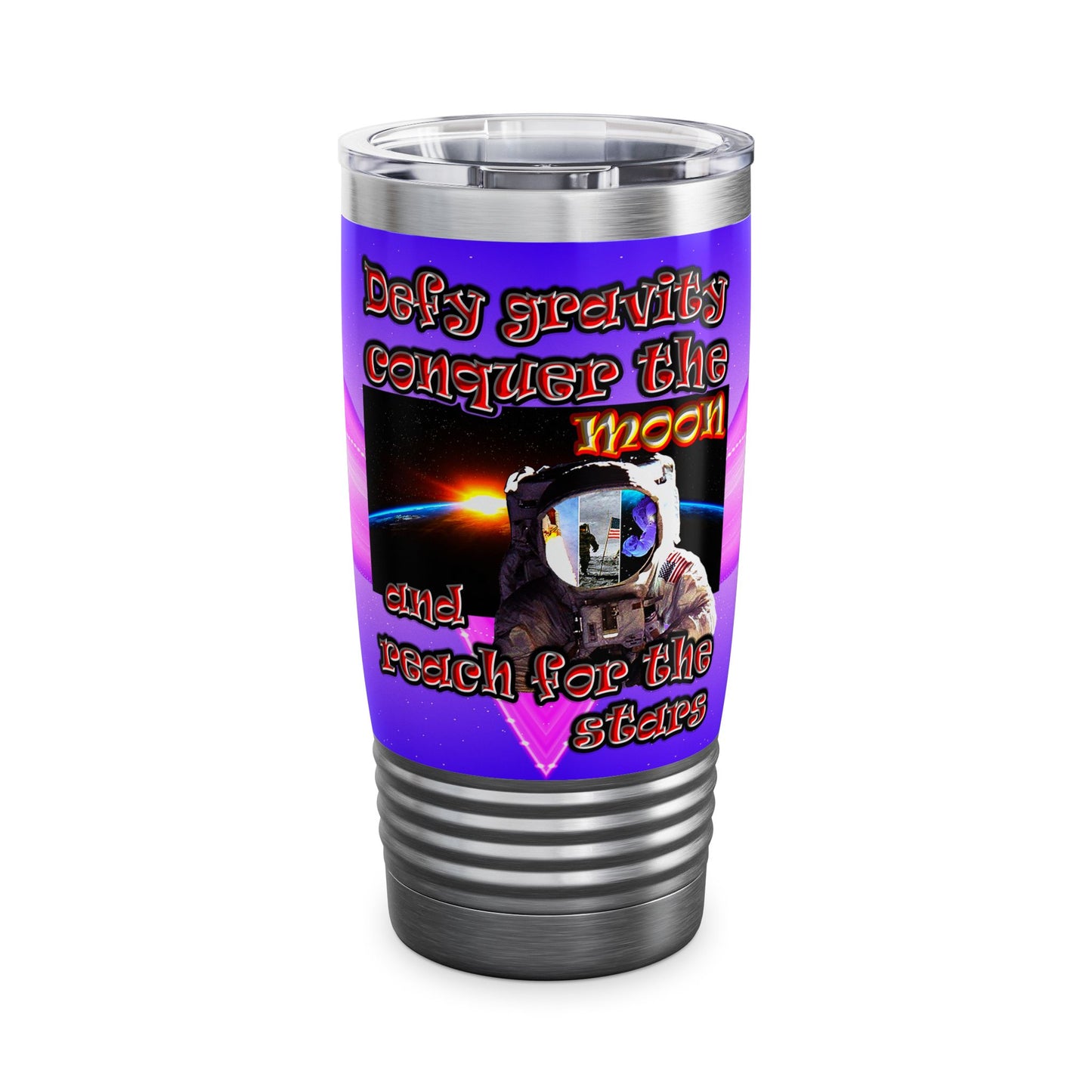 defy conquer reach - Ringneck Tumbler, 20oz (purple-pink wave)