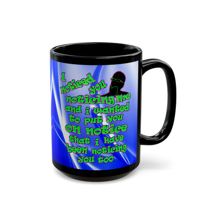 noticed you noticing - Black Mug (blue-white wave)