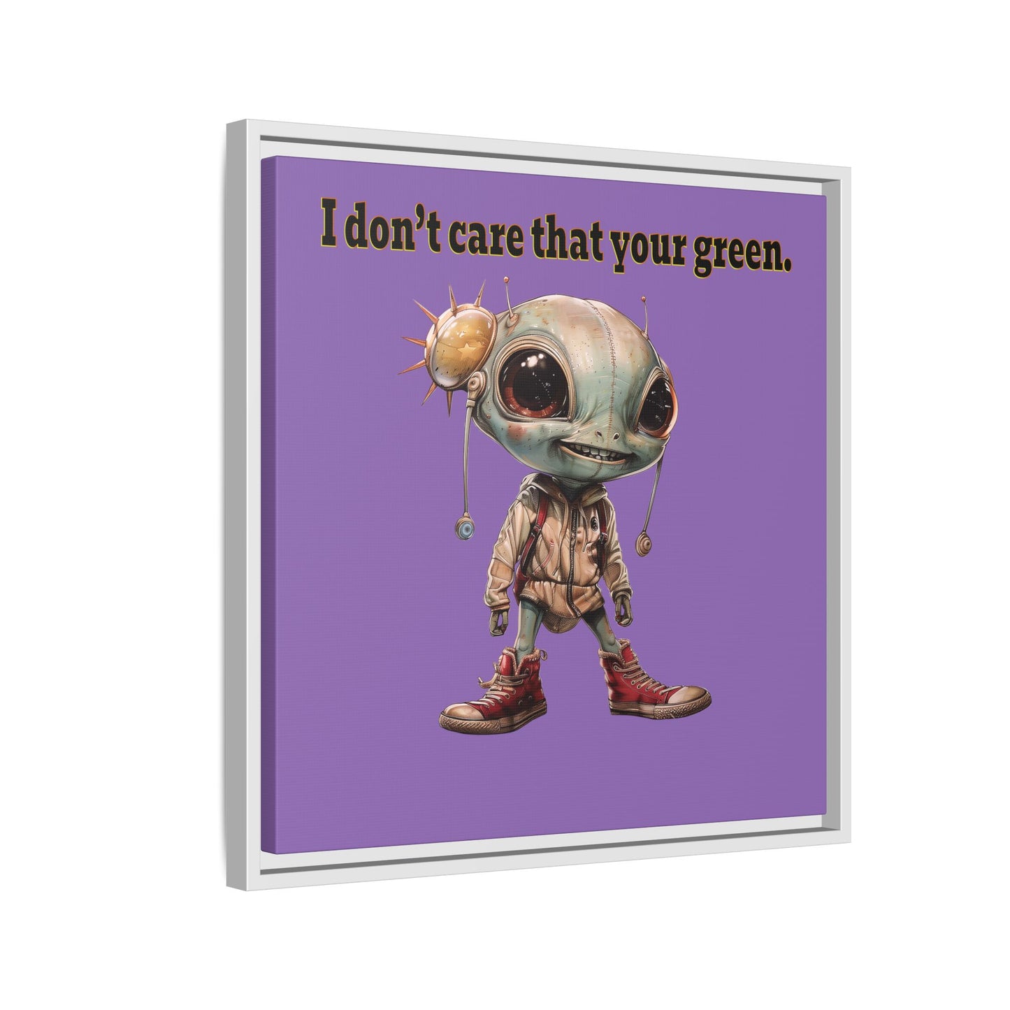 I don't care that your green - framed canvas art (light purple)