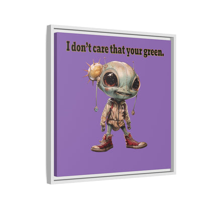 I don't care that your green - framed canvas art (light purple)