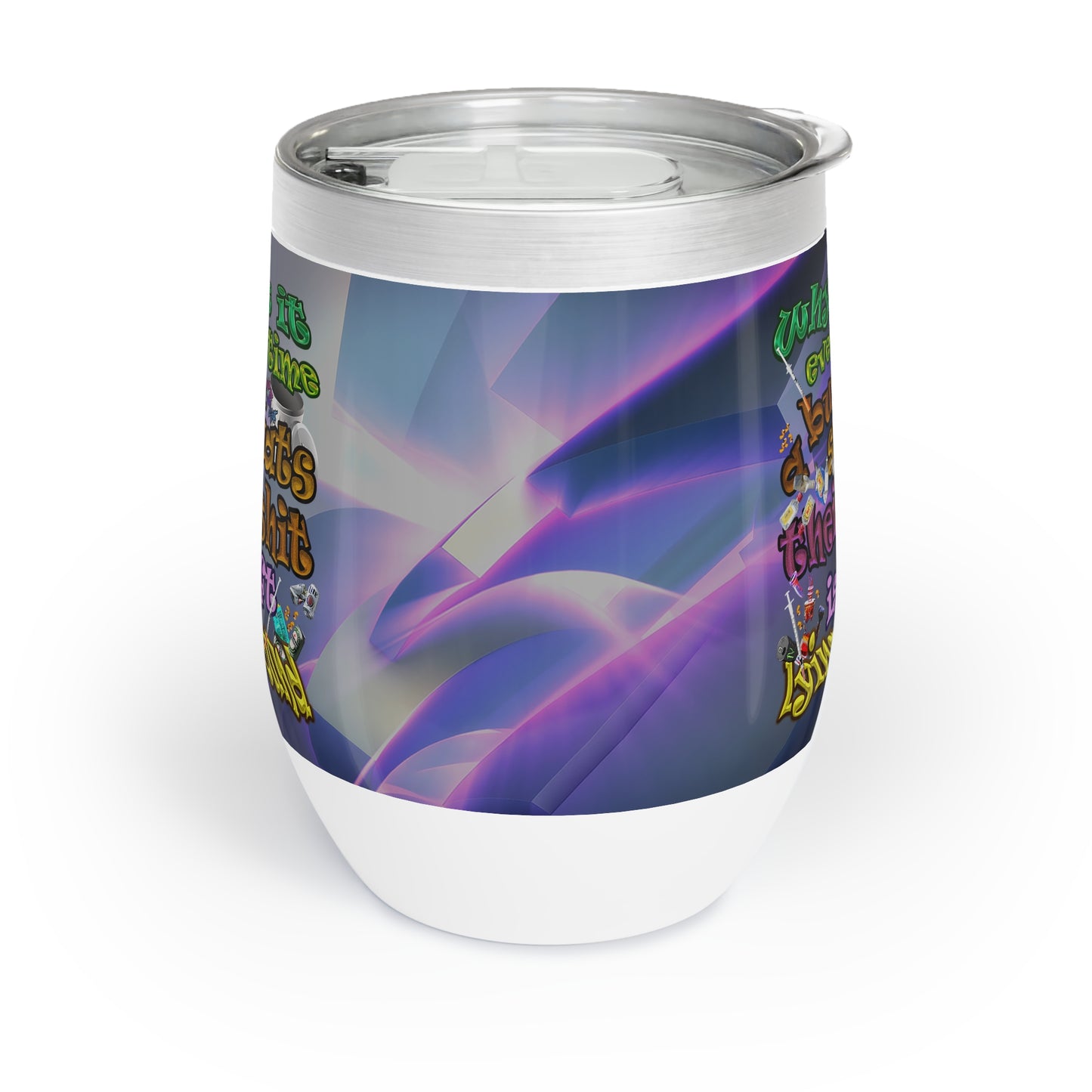 the bum's shit - Chill Wine Tumbler (grey-pink wave)