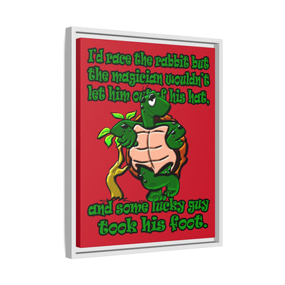 turtle race - framed canvas art (dark red)