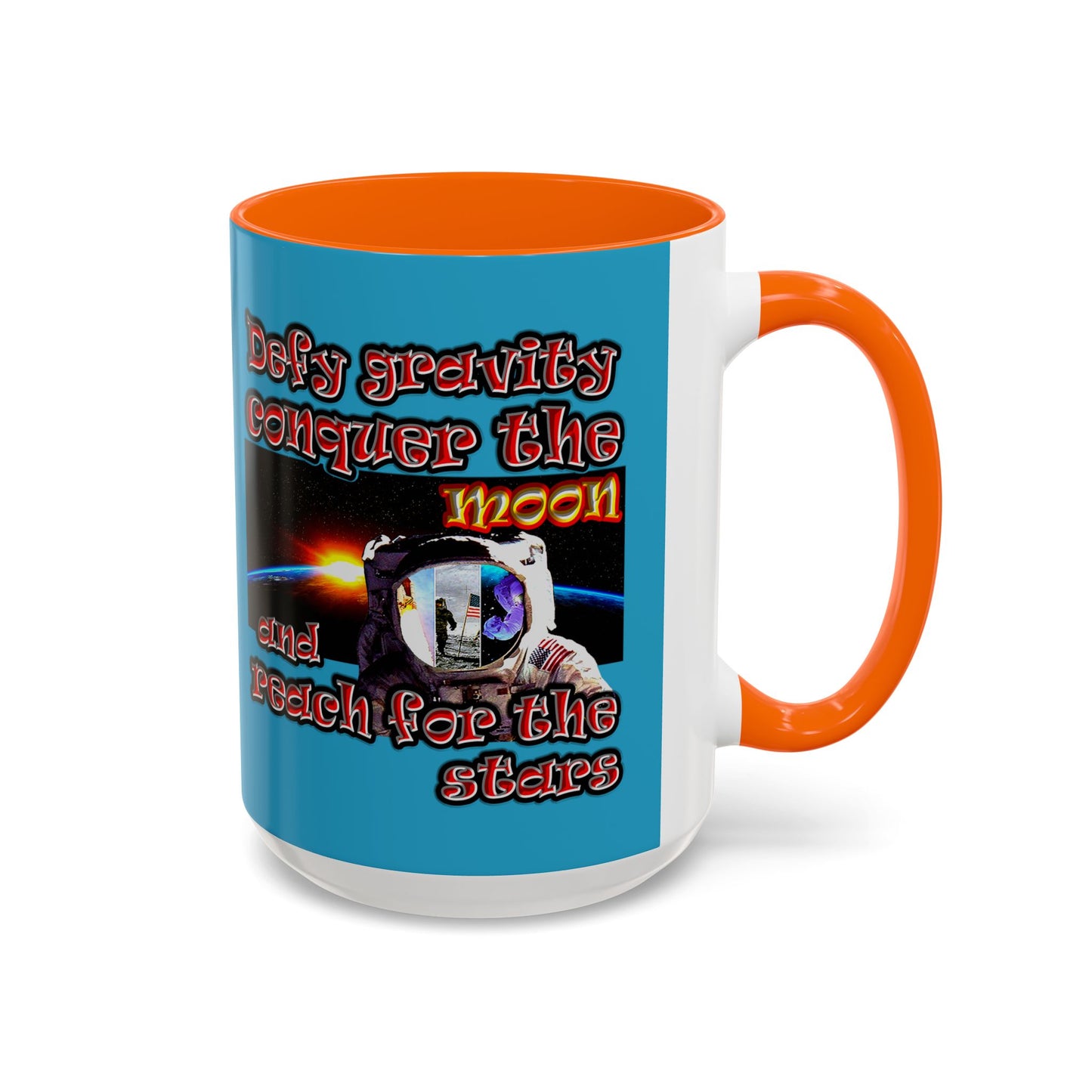 defy conquer reach - Accent Mug (turquoise)