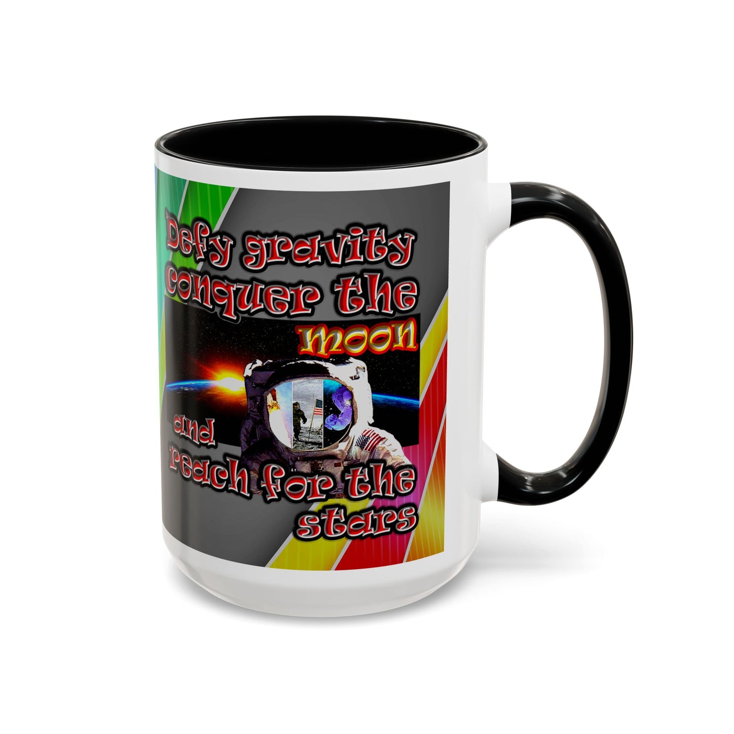 defy conquer reach - Accent Mug (rainbow split)