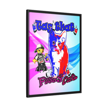 tag that - framed canvas art (light blue-pink wave)