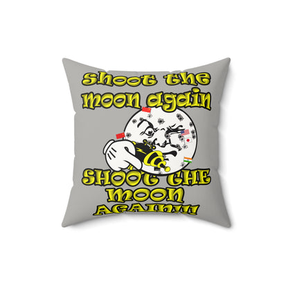 shoot the moon again - Faux Suede Square Pillow - (light grey)