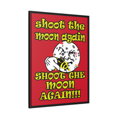 shoot the moon again - framed canvas art (dark red)
