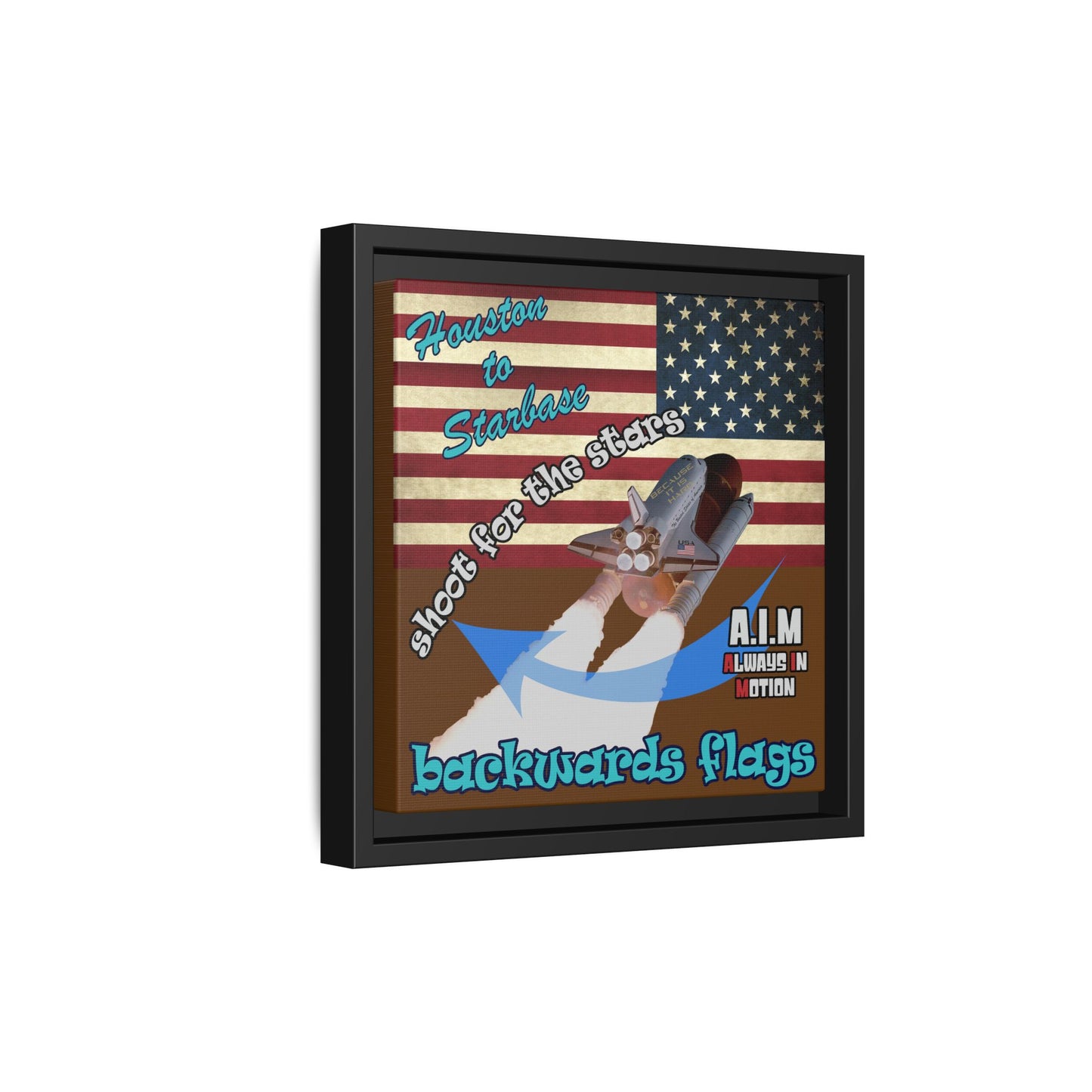 shoot for the stars - framed canvas art (brown)