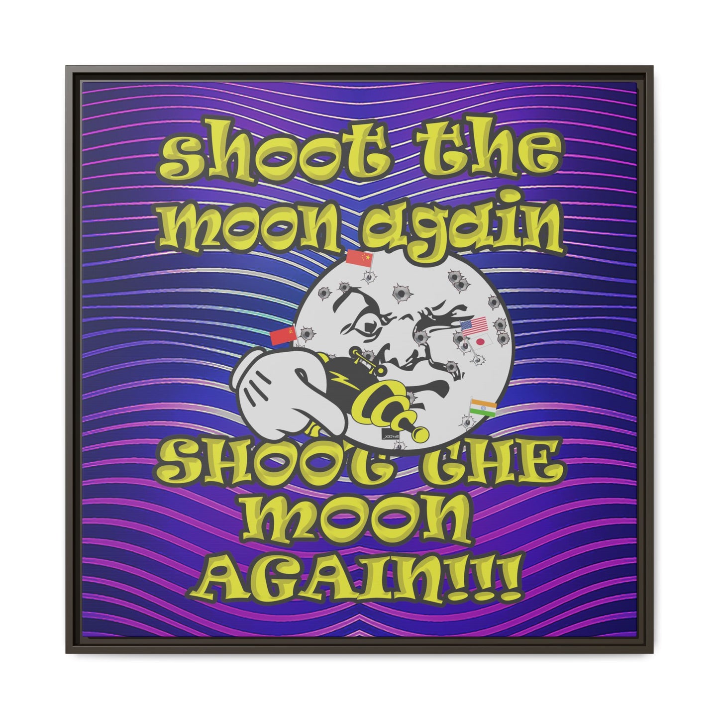 shoot the moon again - framed canvas art (purple wave)
