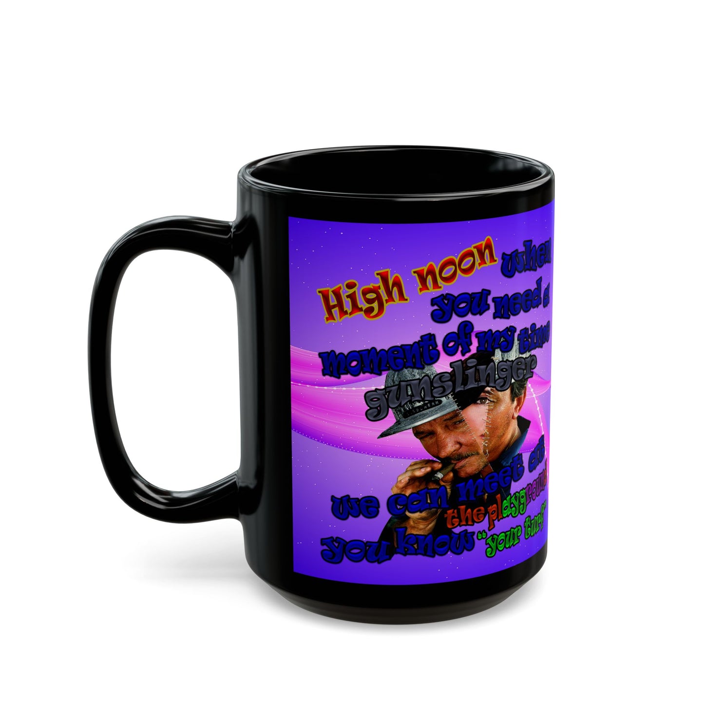 high noon - Black Mug (purple-pink wave)