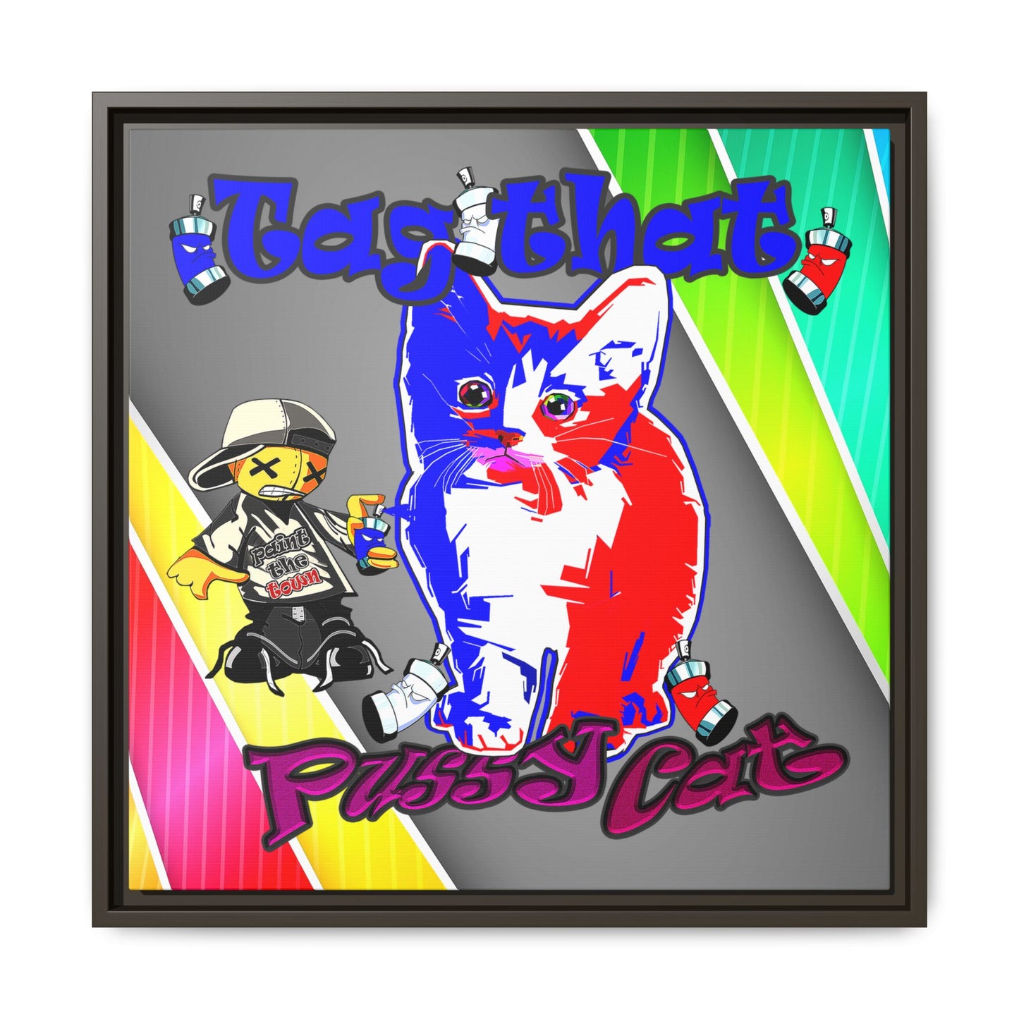 tag that - framed canvas art (rainbow split)