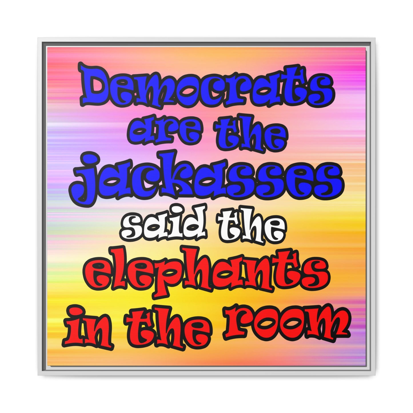 donkeys and elephants - framed canvas art (color blur)