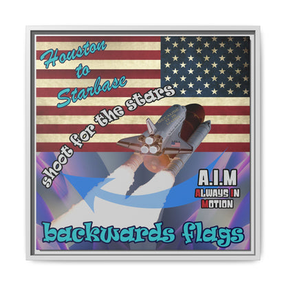 shoot for the stars - framed canvas art (grey-pink wave)