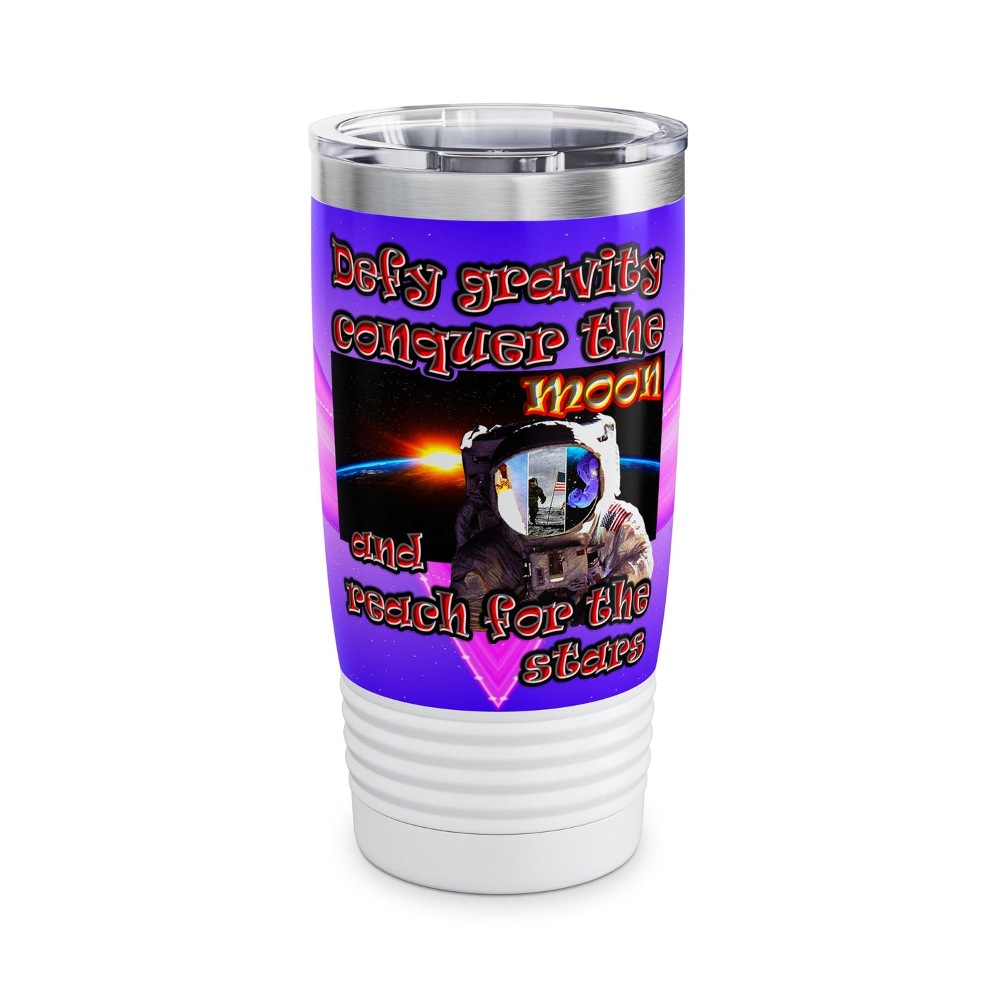 defy conquer reach - Ringneck Tumbler, 20oz (purple-pink wave)