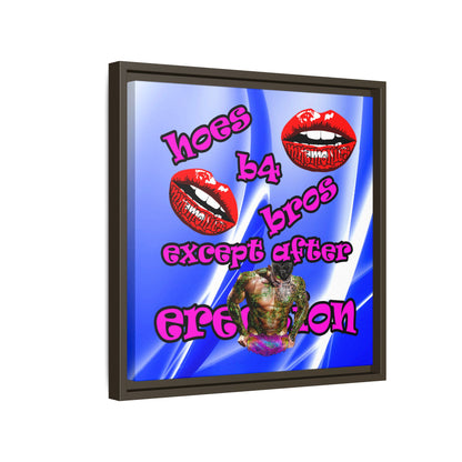 hoes b4 bros - framed canvas art (blue-white wave)