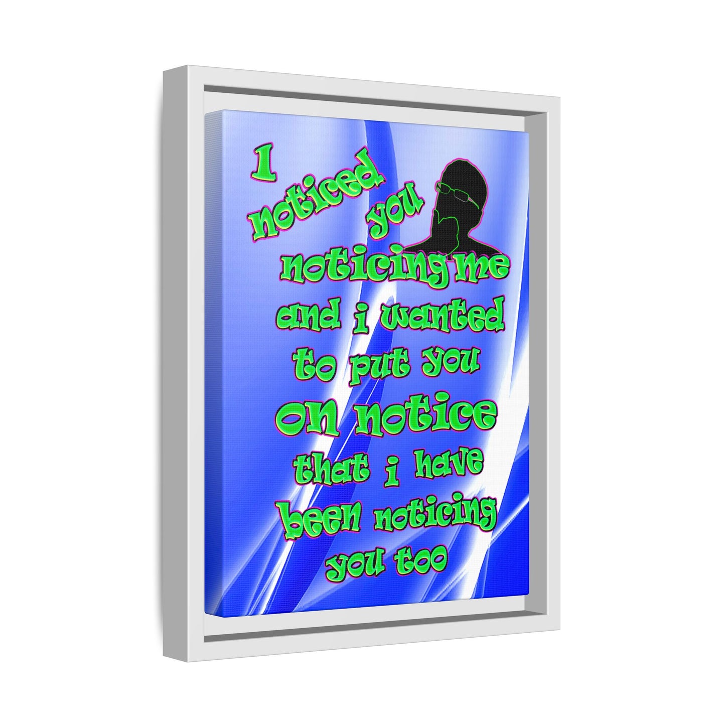 noticed you noticing - framed canvas art (blue-white wave)