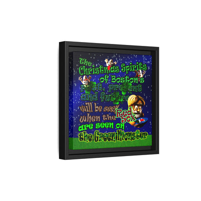 christmas spirits of boston - framed canvas art ('snoops' background)
