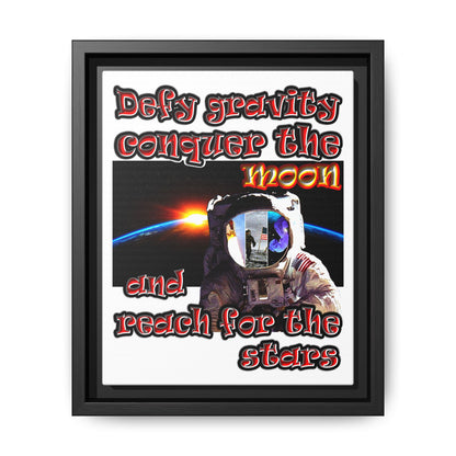 defy conquer reach - framed canvas art (white)
