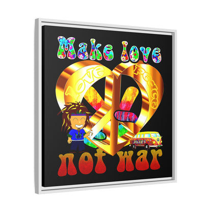 love peace - framed canvas art (black)