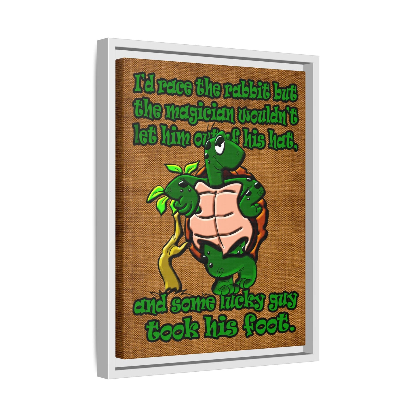 turtle race - framed canvas art (brown papyrus)