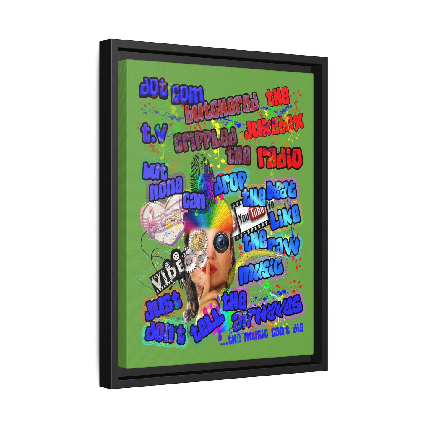drop the beat - framed canvas art (green)