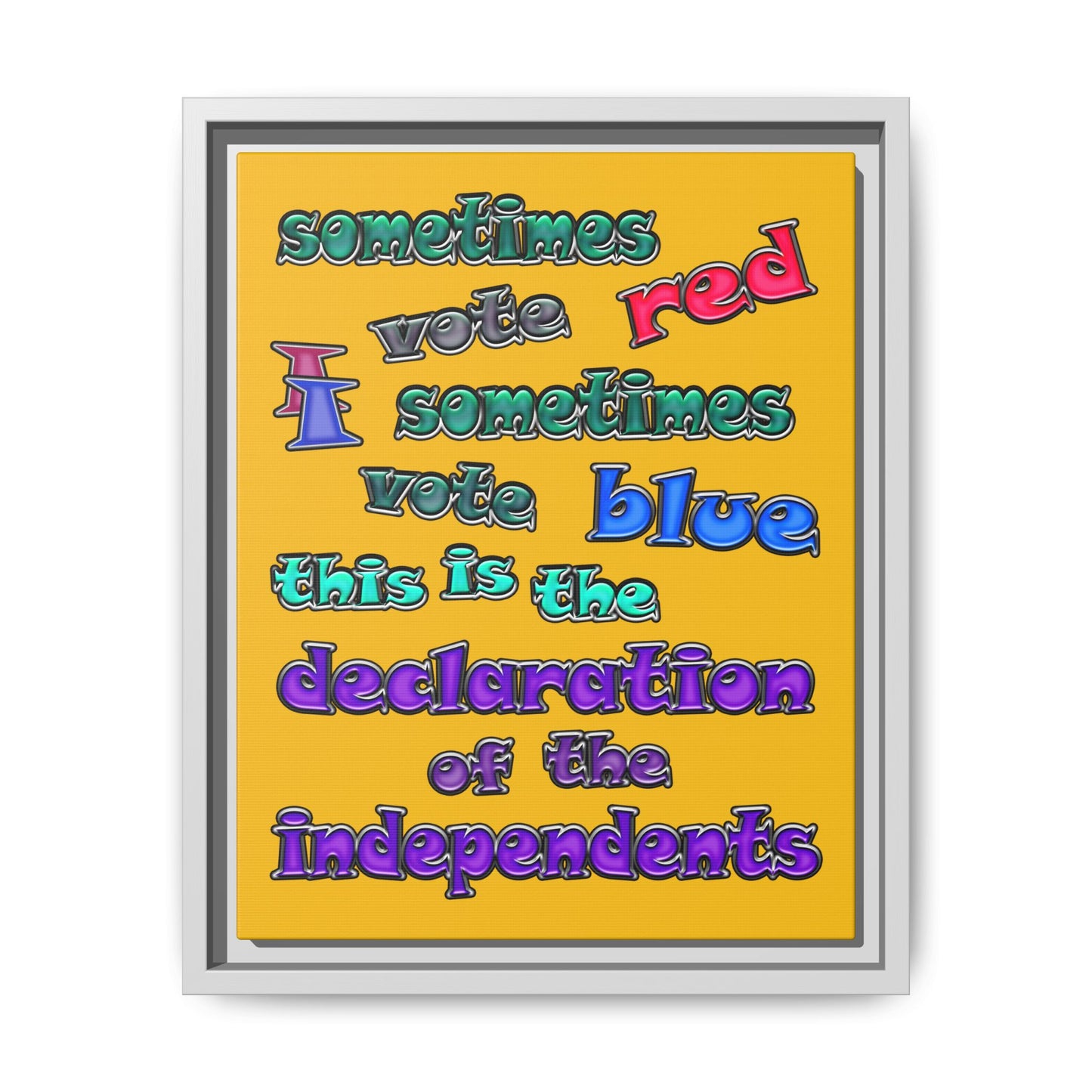 declaration of the independents - framed canvas art (yellow)