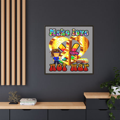 love peace - framed canvas art (grey)