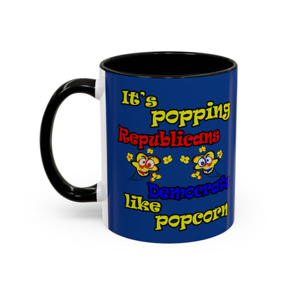 popping like popcorn - Accent Mug (dark blue)