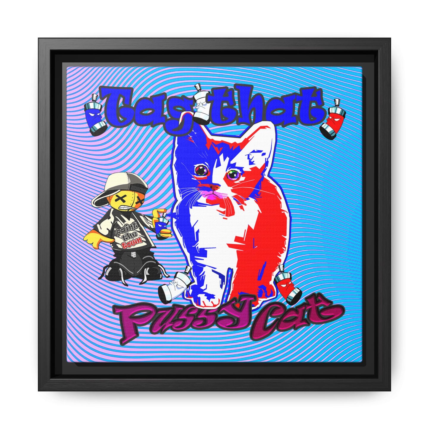 tag that - framed canvas art (light blue-purple wave)