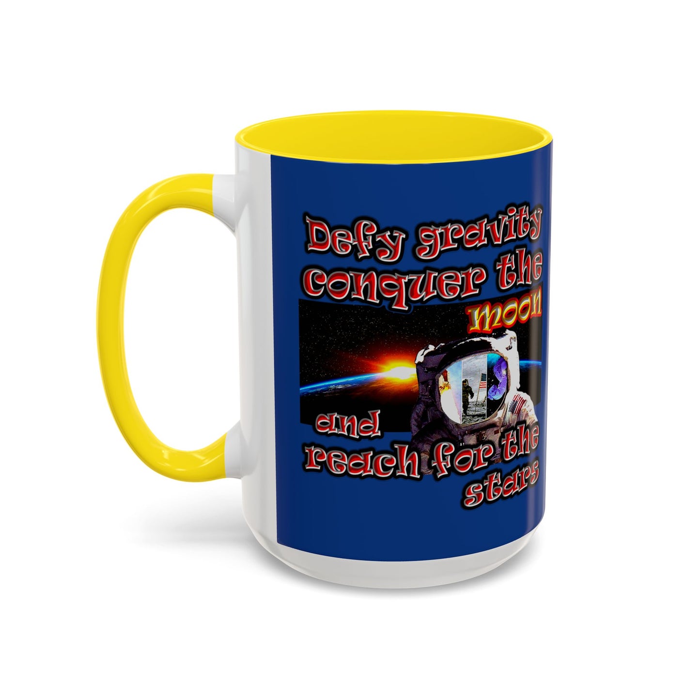 defy conquer reach - Accent Mug (dark blue)