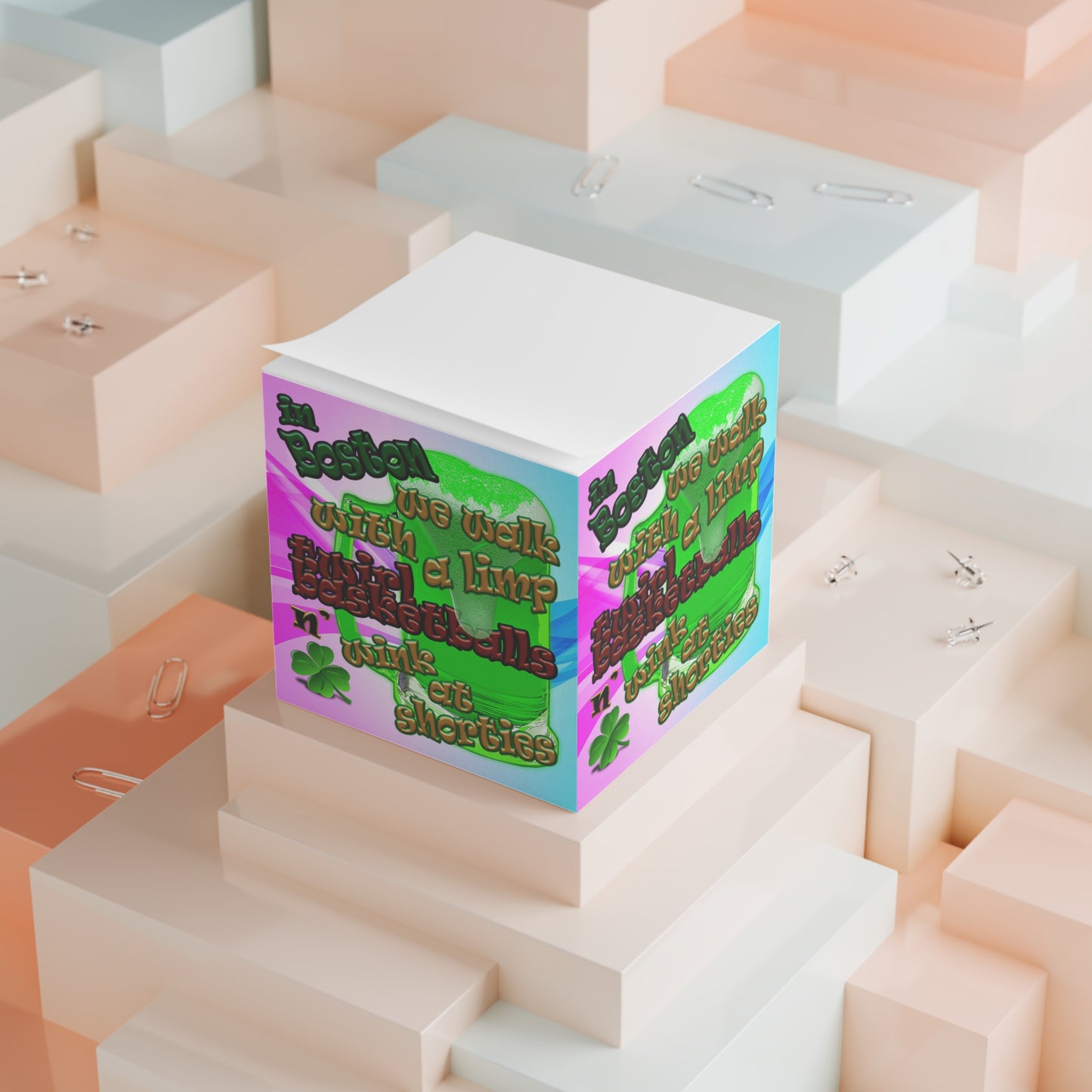 celtic's logo - note cube (light blue-pink wave)
